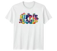Hippie Soul Tie Dye Retro 70s Culture Lifestyle Mens T-Shirt Womens Tee Graphic Unisex Top Peace Sign Daisy Flower 3XL White