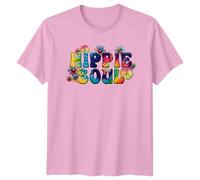 Hippie Soul Tie Dye Retro 70s Culture Lifestyle Mens T-Shirt Womens Tee Graphic Unisex Top Peace Sign Daisy Flower XL Light Pink