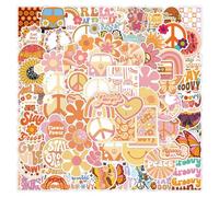 Hippie Stickers 100Pcs Cute Waterproof Aesthetic Groovy Boho Sticker for Water Bottle Laptop Skateboard Computer Scrapbook Notebook Motorcycle Luggage Car,Vinyl Funny Decals for Teens Boys Girls