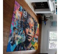 Hippie Style Area Rugs Colorful Graffiti I Have Dreams Girl Portrait Print Thin Carpet for Living Room Dorm Street Art Home Decor 120 x 180 cm