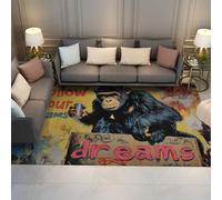 Hippie Style Graffiti Rugs Follow Your Dreams Black Monkey Print Thin Carpet for Living Room Dorm Inspirational Quotes Home Decor 90 x 150 cm