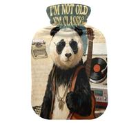 Hippie Sunglass Panda Singer Retro hot-Water Bottle with Soft Cover, 2L hot Compress for Menstrual Cramps,Menstrual Cramps,Bolsa Caliente para Dolores Menstrual