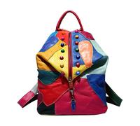 Hippie Travel Backpack - Leather Laptop Patchwork Work Bookbag - Casual Daypacks Fashion Schoolbag Anti-theft Bag Purse For Women Men