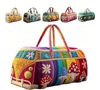 Hippie Van Quilted Duffle Bag - Boho Weekend Bag with Adjustable Shoulder Strap, Retro Style for Women, Ideal for Short Trips, Handy Travel Bag for Holiday & Party, G, Bohemian
