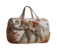 Hippie Van Quilted Duffle Bag, Boho Weekender Travel Overnight Luggage with Adjustable Strap, Retro Style Floral Large Capacity Carry-On Tote for Work School Gym