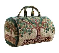 Hippie Van Quilted Duffle Bag, Canvas Retro Style for Everyday Travel Original Boho Vibrant Print Tote with Multi Designs, Lightweight Weekender Bag Large Capacity Carry-On Luggage (D, L)
