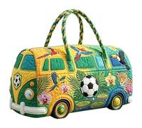 Hippie Van Quilted Duffle Bag, World Cup Quilted Duffle Bag for Short Trips, Bus Design, Boho Weekend Bag, Handy Travel Bag for Holiday & Party, #30, Bohemian