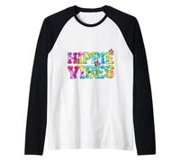 Hippie Vibes Shirt Tie Dye Peace 60s Retro Rainbow Graphic Raglan Baseball Tee