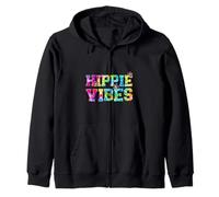 Hippie Vibes Shirt Tie Dye Peace 60s Retro Rainbow Graphic Zip Hoodie