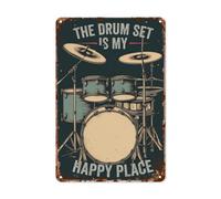 Hippie Vintage Drum Set Metal Wall Art Retro Tin Signs for Music Lovers. Stylish Boho Decor for Bars, Clubs, and Home. Emotional Resonance and Fashionable Urban Signage, 8x12 inches