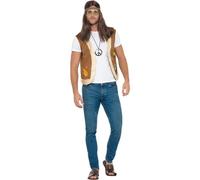 Smiffy's 47340LXL Hippie Waistcoat, Unisex, Adult, Brown, X-Large, 42-48-Inch