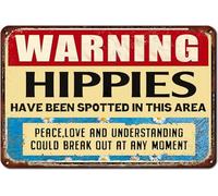 Hippie Warning Signs Welcome Decorative Sign & Plaques Hippie Use Side Door Signs Warning Hippies Area Sign House Wall Decorationin Metal Sign Plaque Poster 8X12 Inch