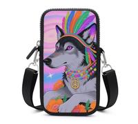Hippie Wolf Cell Phone Bag with Detachable Strap, Aesthetic Mini Sling Bag Small Crossbody Bag for Phone