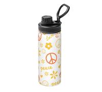 Hippiesï¼ŒAnti-War 18oz Sports Insulated Kettle Full-Width Printed Design 304 Stainless Steel Inner Double-Layer Heat Insulation Leak-Proof Portable Water Cup Suitable for Outdoor Camping