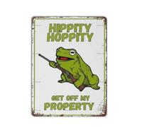 Hippity Hoppity Get Of My Property1 Funny Vintage Tin Sign Metal Wall Decor For Bedroom Plaques Poster Home Family Lovers Gift Retro 12x8 inches