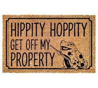 Hippity Hoppity Get Off My Property Doormat - Funny Frog Quote Entrance Rug - Indoor Outdoor Front Door Floor Mat for Porch Patio Entryway Decoration - Durable Non Slip Rug for Home Accent
