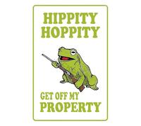 Hippity Hoppity Get Off My Property Frog No Tresspassing Novelty Sign - 8"x12" Retro Metal Sign Warning Vintage Sign Bar Cafe Wall Decor