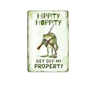 Hippity Hoppity Get Off My Property Frog No Tresspassing Novelty Sign Retro Tin Signs Vintage Metal Sign Rules Warning Sign Bar Cafe Garage Wall Decor Vintage 8 x 12 Inch