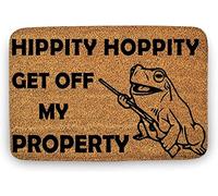 Hippity Hoppity Get Off My Property Funny Doormat Go Away Funny Doormat Welcome Mat Funny Door Mat,Outdoor Decor,Indoor Doormat,Front Back Door Mat Coral Velvet 24X16 Inch