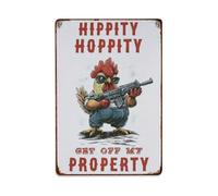 Hippity Hoppity Get Off My Property Metal Tin Sign Vintage Garden Bedroom Cafe Bar Man Cave Home Wall Decor Metal Poster 8x12 in