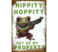 Hippity Hoppity Get Off My Property Sign Frog Room Decor Funny Vintage Metal Tin Signs No Trespassing Private Property Signs Cool Stuff Poster Home Wall Art Bedroom Doorr Garden decor 8x12 Inch