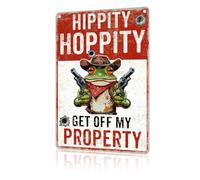 Hippity Hoppity Get Off My Property Sign Funny Metal Signs for Outdoors Frog Decor No Trespassing Warning Wall Art 8x12 Inch