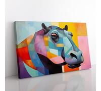 Hippo Abstract Canvas Print for Living Room Bedroom Home Office Décor, Wall Art Picture Ready to Hang, 76x50 cm (30x20 Inch)