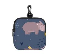 Hippo Animal, Square Zipper Storage Bag, Neoprene Coin Purse, Small Wallets, Change Pouch, Change Purse