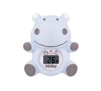 Nuby Hippo Baby Bath Thermometer - Digital Thermometer with Easy to Read Screen | BPA Free | Bath & Room Thermometer | Suitable from Birth (Blue)