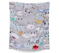 Hippo Blanket Gift, 40"x50" Hippo Throw Soft Flannel Blanket, Warm Lightweight Cozy Throw Gifts for Girls Boys