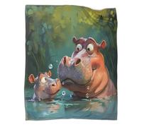 Hippo Blanket Ultra-soft Micro Fleece Adult Cute Animals Flannel Blanket Soft And Warm Digitally Printed Blanket for Couch Bed Sofa Festivals Present 40x50inch(100x130cm)
