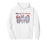 Hippo Christmas Animals Sweet Hippos Merry Christmas Pullover Hoodie