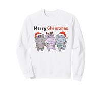 Hippo Christmas Animals Sweet Hippos Merry Christmas Sweatshirt