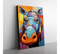 Hippo Constructivism Art Canvas Print for Living Room Bedroom Home Office Décor, Wall Art Picture Ready to Hang, 76x50 cm (30x20 Inch)
