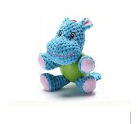 (Hippo) Corduroy Rubber Plush Pet Dog Doll Toy Multi Shaped Chew Squeaky Toys for Puppy Animal Playing Stuffed Pet Toys