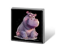 Hippo Cute Hippopotamus Square Badge Metal Lapel Pins Brooches for Clothing Decoration