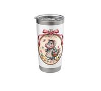 Hippo Easter Bunny Egg Hunt Vintage Spring Pink Bow Stainless Steel Insulated Tumbler