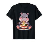 Hippo Eating Ramen Noodles Funny T-Shirt