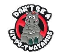 Hippo Enamel Pins - Cartoon Reverspin for Backpack, Clothes & Collar, Normal, Non-precious metal