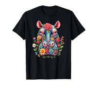 Hippo Face Big Animals Hippopotamus Flowers Floral Art Hippo T-Shirt