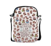 Hippo Gift Hippopotamus Gift Animal Lover Gift Hippo Theme Inspirational Gift Hippo Are Awesome Crossbody Bag (Hippo Are Awesome cb UK)