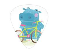 Hippo Guitar Picks Picks 12 Pack with Thin Box,Child with Colorful bike Having Fun Doing Sports Graphic Illustration Print,Special Guitar Plectrums Gift Set for Guitarist