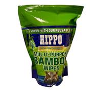 Hippo H18734 Multi Purpose Bamboo Wipes Refill, 80 Count, Eco-Friendly Refill Pouch, Biodegradable Bamboo Cleaning Wipes, Removes Grease, Dirt & Grime, Fresh Lemon Scent, Fits Hippo Wipes Tub H18735