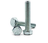 Hippo Hardware 3/8" Inch (3/8" X 7/8") UNC Hexagon Set Screws Fully Threaded Imperial Bolts with Coarse Thread Grade 5 Steel Bright Zinc Plated BZP (Pack of 20)