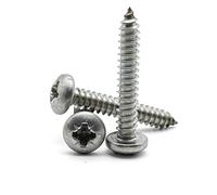 Hippo Hardware No.6 X 3/8" (3.5mm X 9.5mm) Pozi Pan Self Tapping Screws A2 Stainless Steel Tappers (Pack of 50)