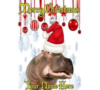Hippo Hippopotamus nnc61 Humorous Christmas Xmas Card A5 Personalised Greeting Cards Posted by US Gifts for All 2016 from Derbyshire UK