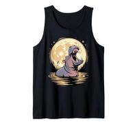 Hippo Howling to the Moon Hippopotamus Lover Tank Top