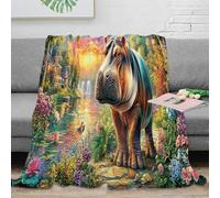 Hippo in Garden 3D Printing Blanket Flannel Super Soft Fluffy Microfiber Hypoallergenic Plush Bed Couch Living Room And Warm Plush Air-Conditioning Quilt Kids Teens Adults Décor 70x80inch(180x200cm)