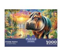 Hippo in GardenUltimate Challenge Jigsaw Puzzles for Adults Conquer The 1000-Piece (Advanced) Impossible, Hard, And Difficult Challenging Puzzle Educational Games - This Is The Pinnacle Gift Jigsaw P