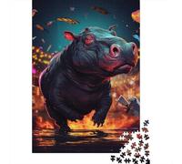 Hippo Jigsaw Puzzle Adult 1000 Pieces Classic Puzzle Paper Jigsaw Puzzle Wall Art Unique Toys 1000pcs (38x26cm)